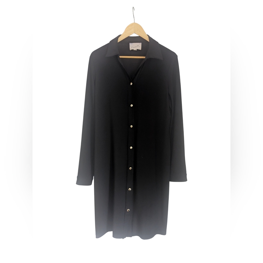 Woman's Compli K Black Long Button-Front Shirt Dress- Size Medium